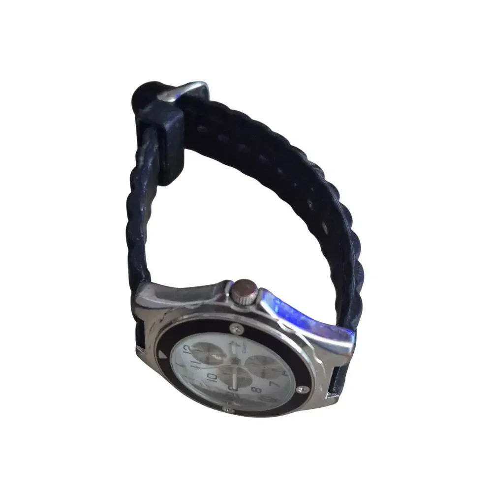 Quartz Wrist Watch Mens OS Black Silver White Sporty‎ Casual Analog Timepiece
